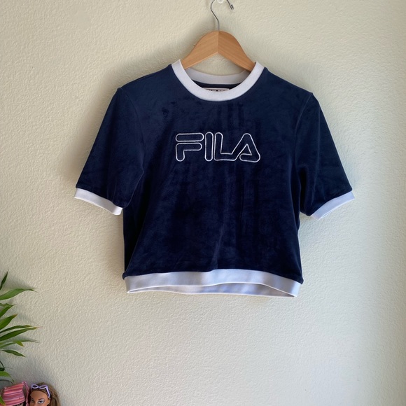 Size L FILA Velour Crop Top - Picture 2 of 6
